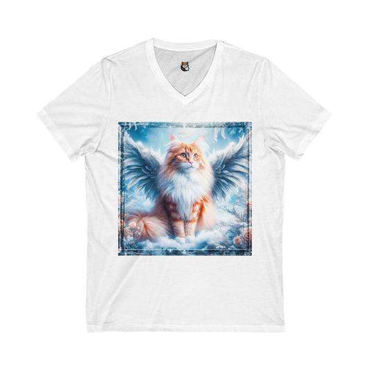 Norwegian Forest Cat Unisex Jersey Short Sleeve V-Neck Tee