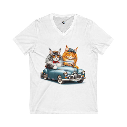 Wacky Maine Coon Unisex Jersey Short Sleeve V-Neck Tee