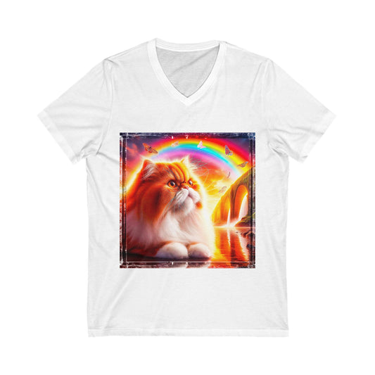 Persian Cat Unisex Jersey Short Sleeve V-Neck Tee