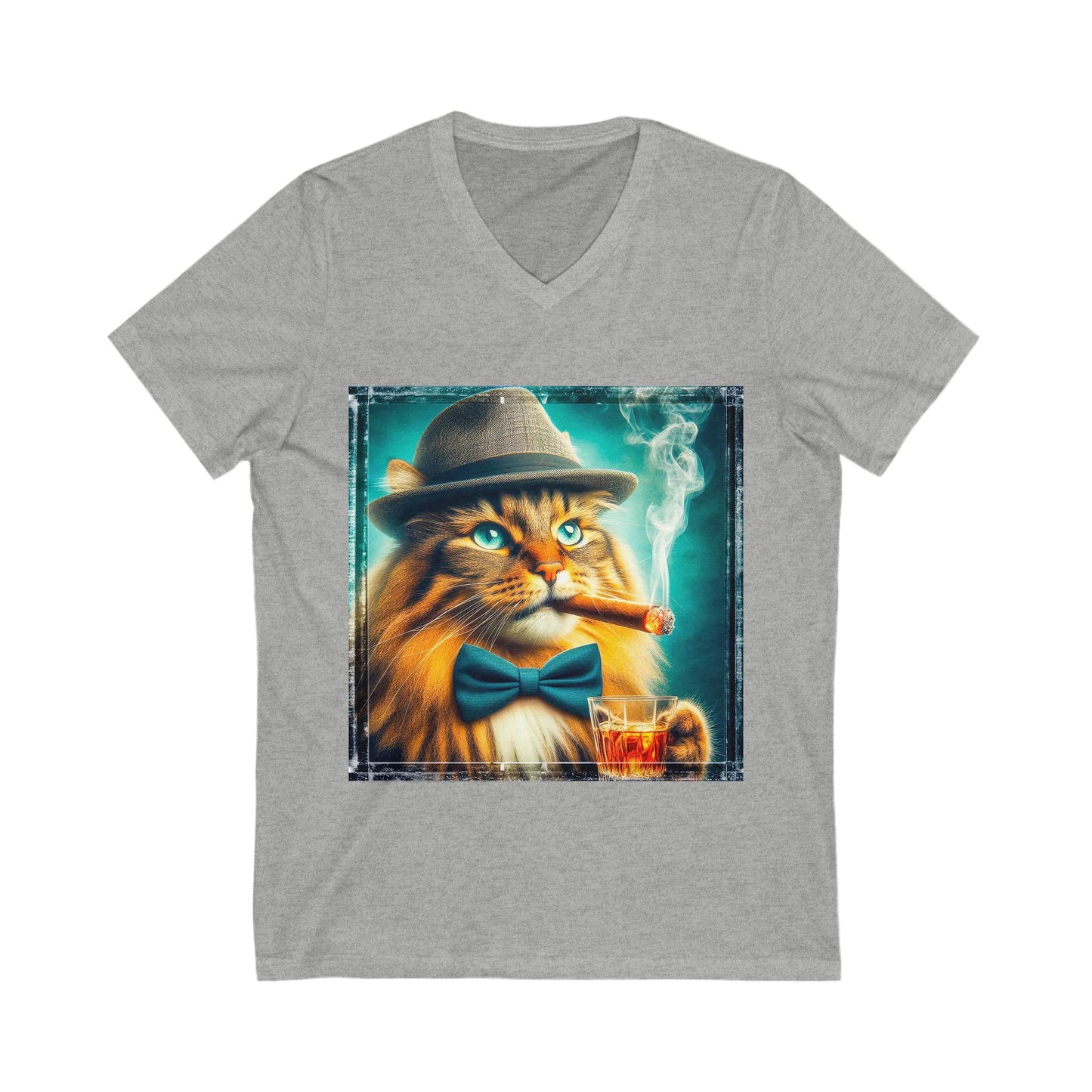 Norwegian Forest Cat Unisex Jersey Short Sleeve V-Neck Tee