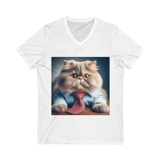 Persian Cat Unisex Jersey Short Sleeve V-Neck Tee