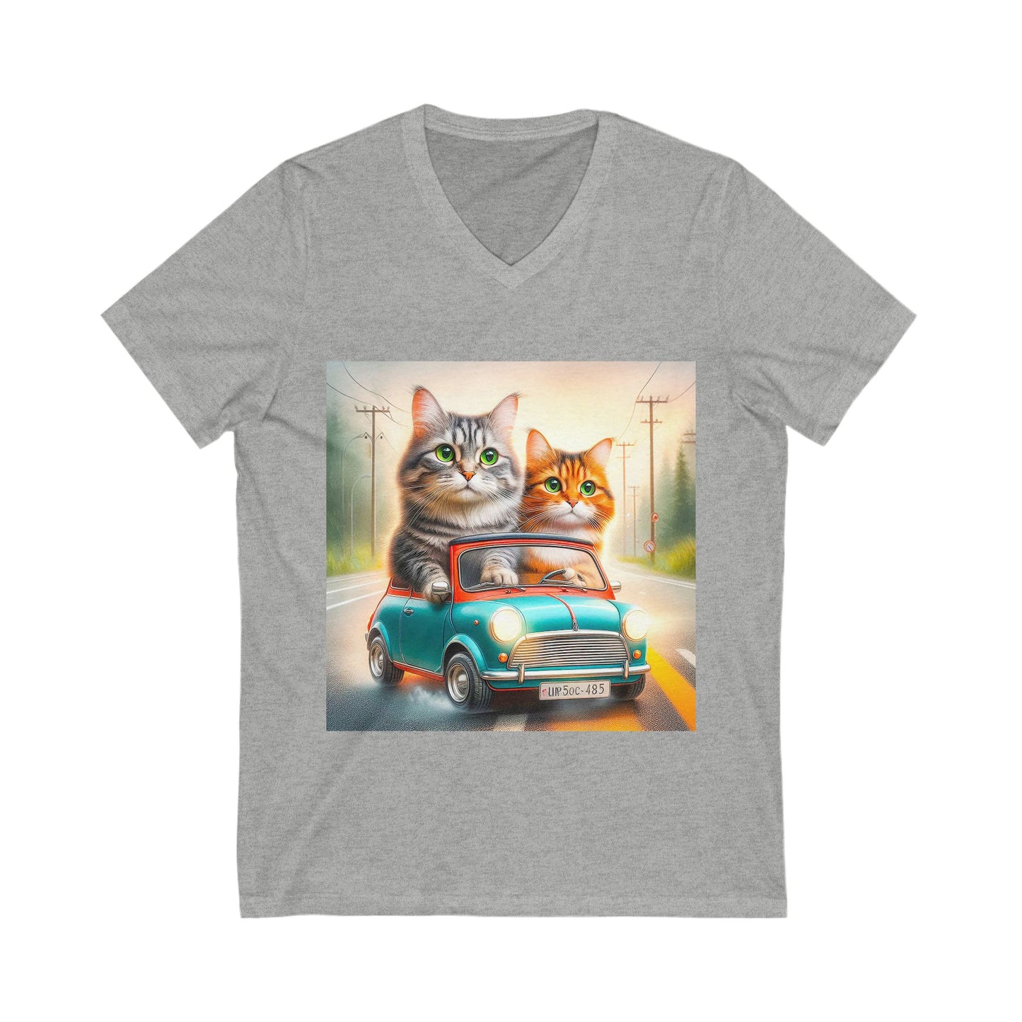 Wacky Domestic Cat Unisex Jersey Short Sleeve V-Neck Tee