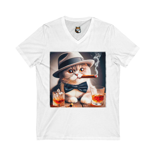 British Shorthair Unisex Jersey Short Sleeve V-Neck Tee