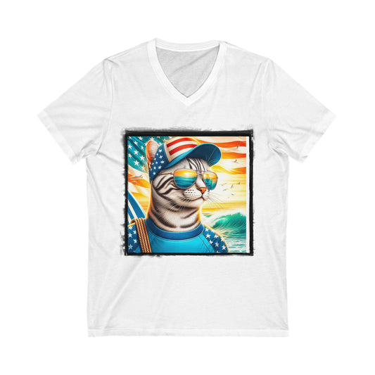 American Shorthair Unisex Jersey Short Sleeve V-Neck Tee