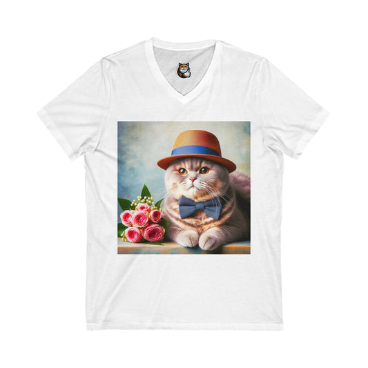 British Shorthair Unisex Jersey Short Sleeve V-Neck Tee