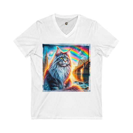 Maine Coon Unisex Jersey Short Sleeve V-Neck Tee