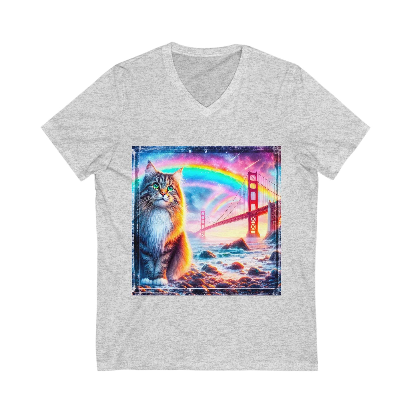 Norwegian Forest Cat Unisex Jersey Short Sleeve V-Neck Tee