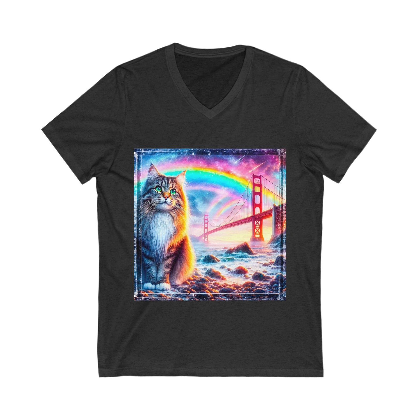 Norwegian Forest Cat Unisex Jersey Short Sleeve V-Neck Tee