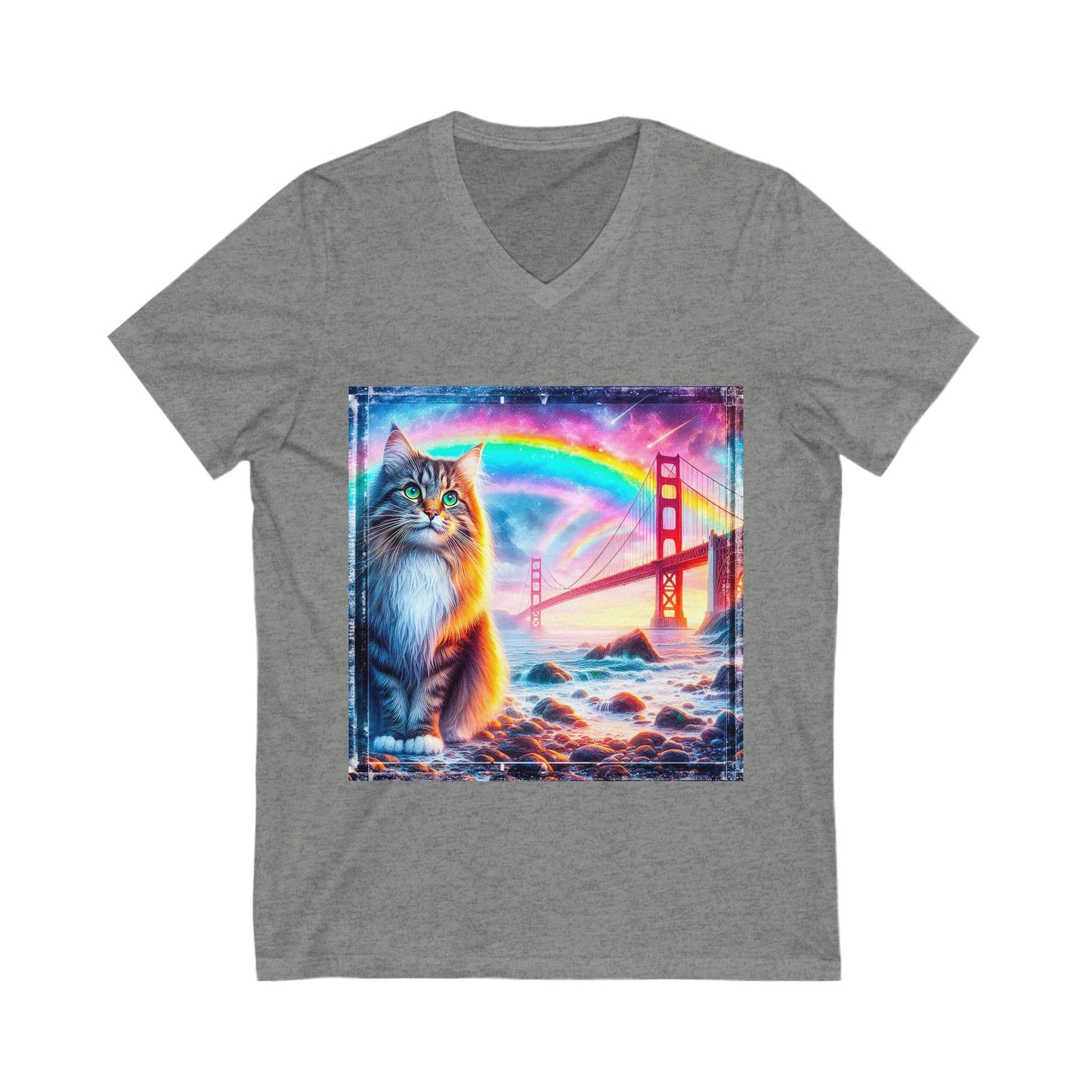 Norwegian Forest Cat Unisex Jersey Short Sleeve V-Neck Tee