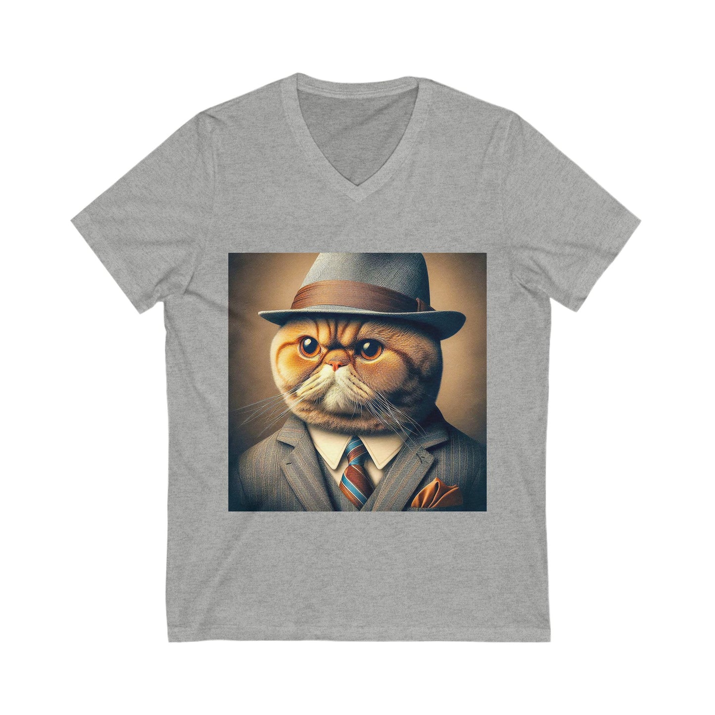 Exotic Shorthair Cat Unisex Jersey Short Sleeve V-Neck Tee