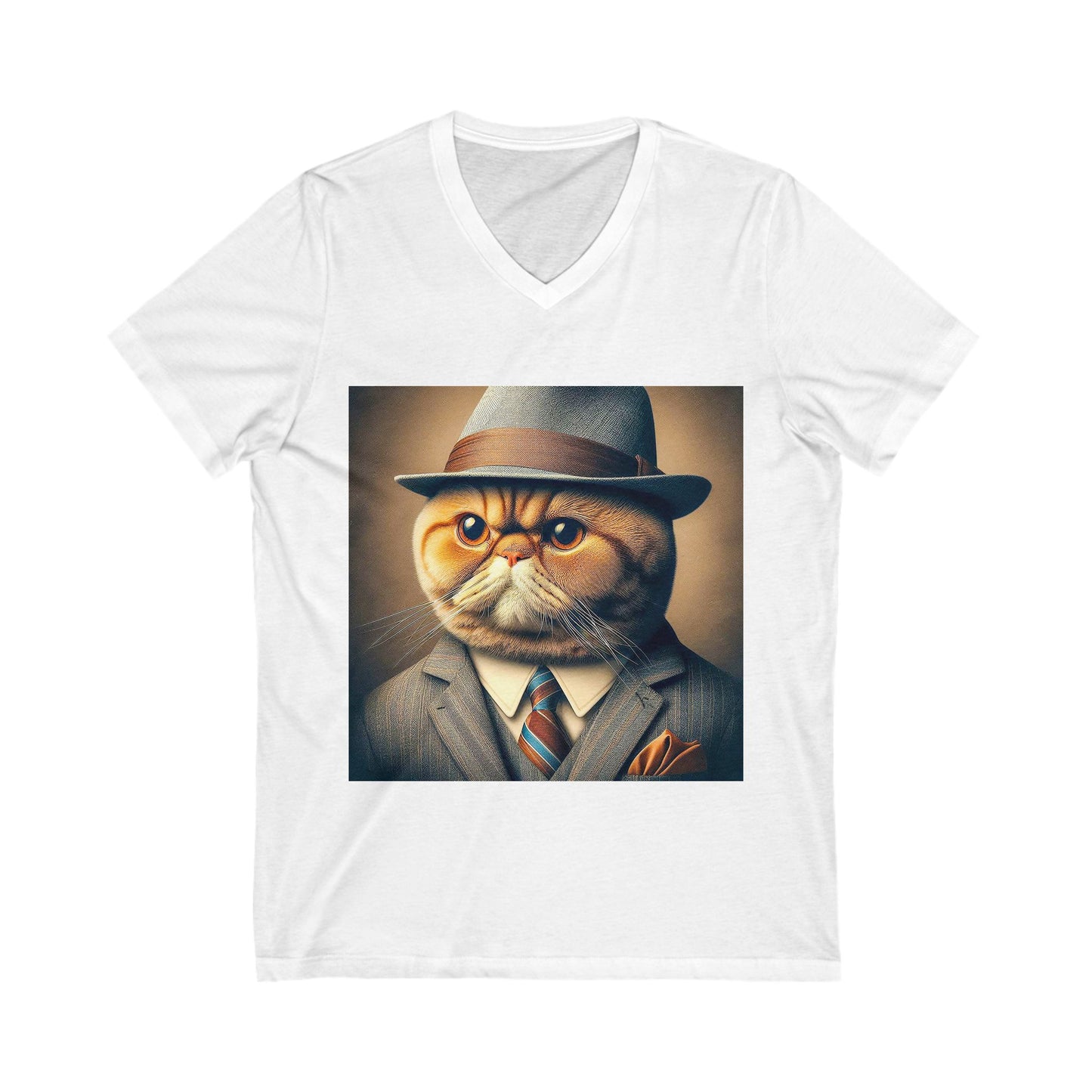 Exotic Shorthair Cat Unisex Jersey Short Sleeve V-Neck Tee