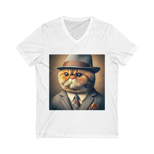 Exotic Shorthair Cat Unisex Jersey Short Sleeve V-Neck Tee