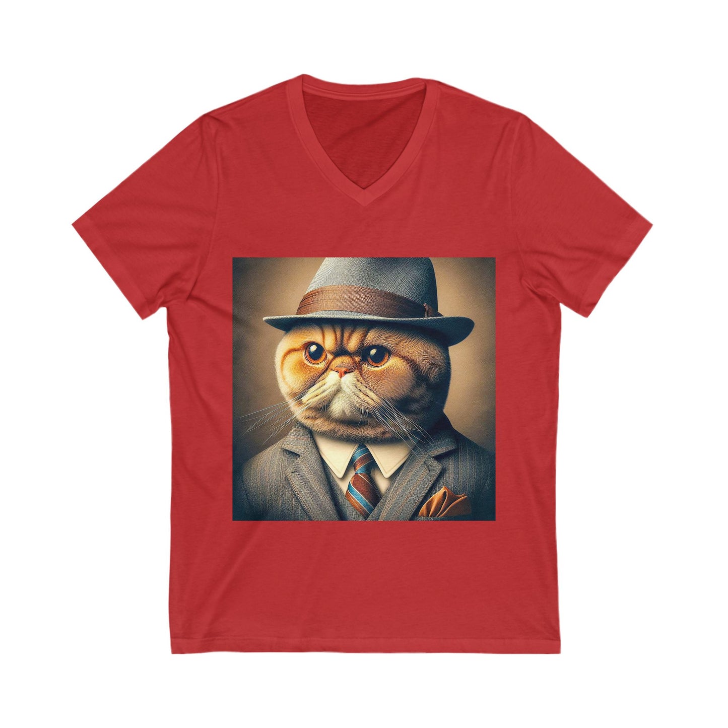 Exotic Shorthair Cat Unisex Jersey Short Sleeve V-Neck Tee