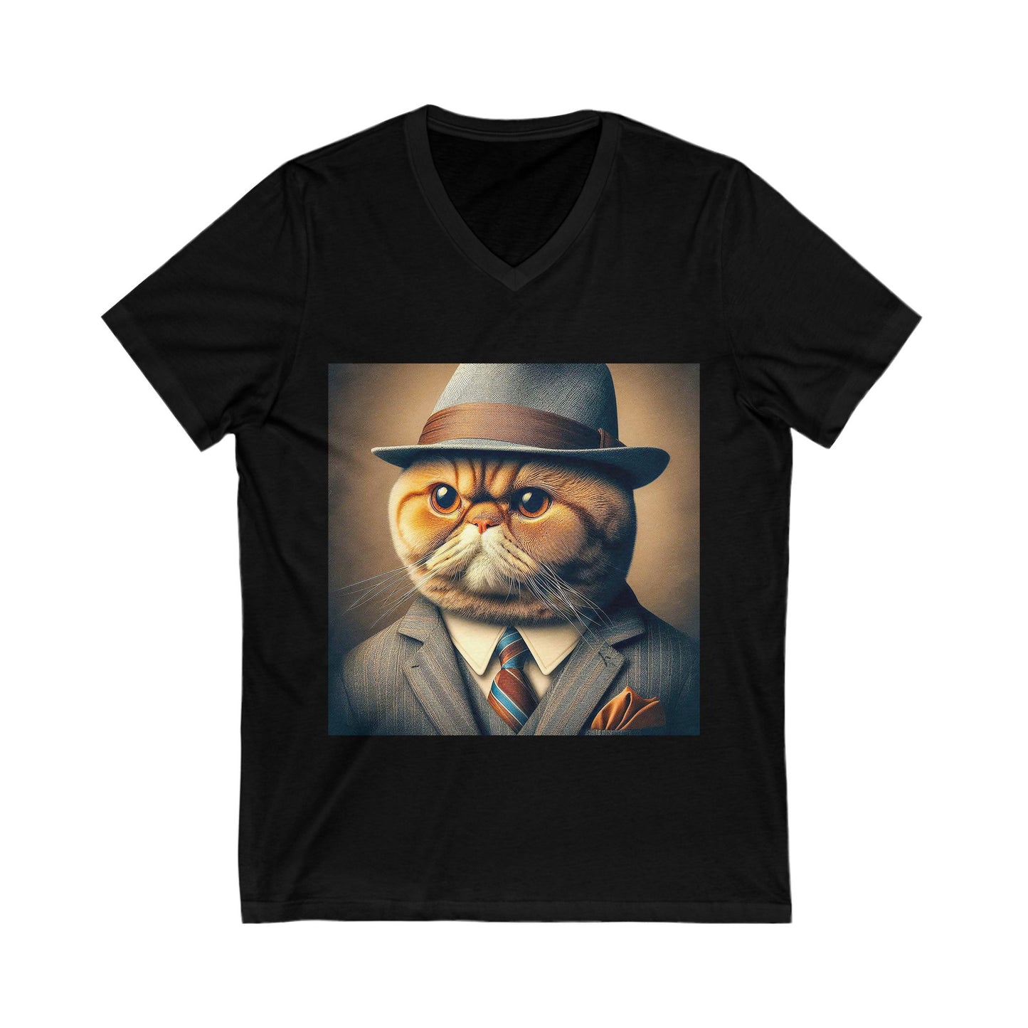 Exotic Shorthair Cat Unisex Jersey Short Sleeve V-Neck Tee