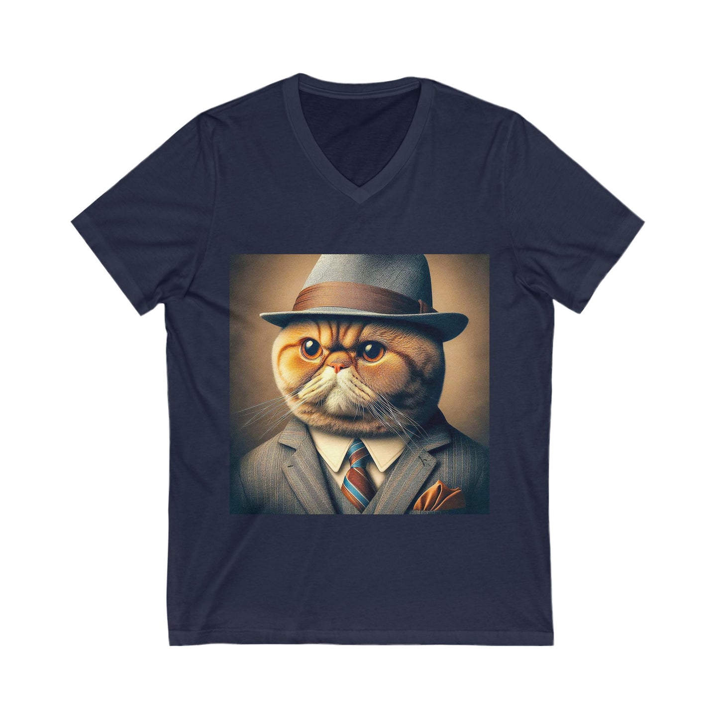 Exotic Shorthair Cat Unisex Jersey Short Sleeve V-Neck Tee