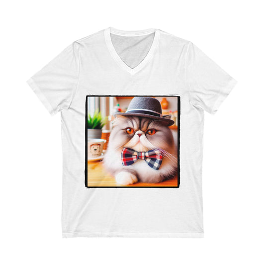 Persian Cat Unisex Jersey Short Sleeve V-Neck Tee