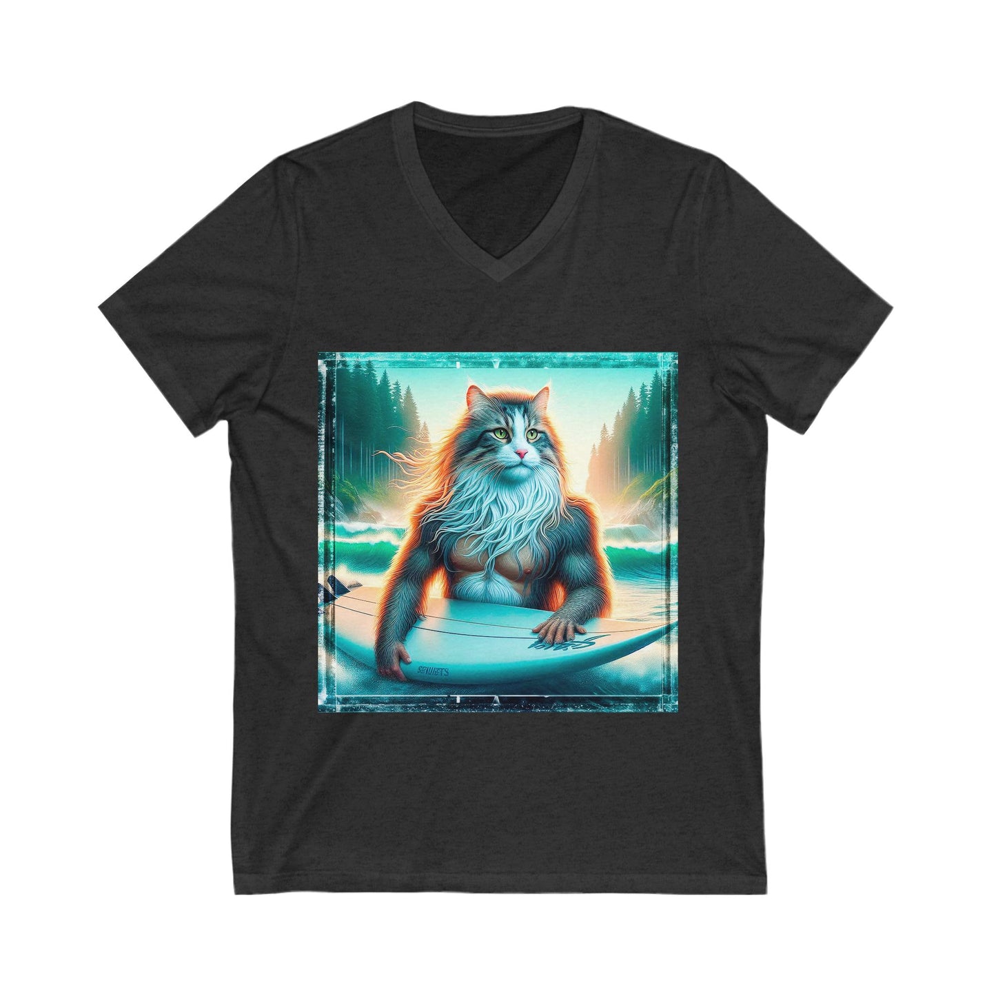 Norwegian Forest Cat Unisex Jersey Short Sleeve V-Neck Tee