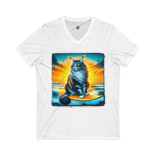 Maine Coon Unisex Jersey Short Sleeve V-Neck Tee