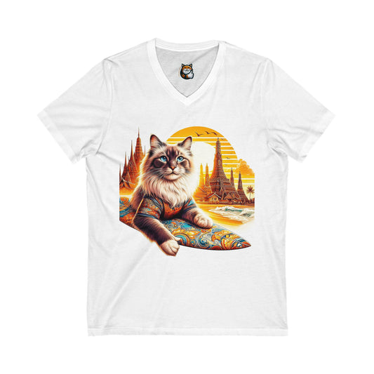 British Shorthair Unisex Jersey Short Sleeve V-Neck Tee