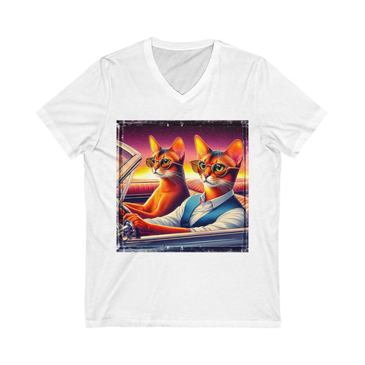 Wacky Abyssinian Unisex Jersey Short Sleeve V-Neck Tee