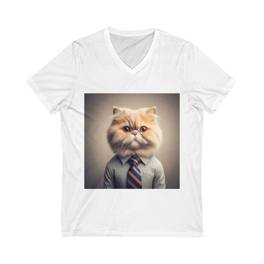 Persian Cat Unisex Jersey Short Sleeve V-Neck Tee