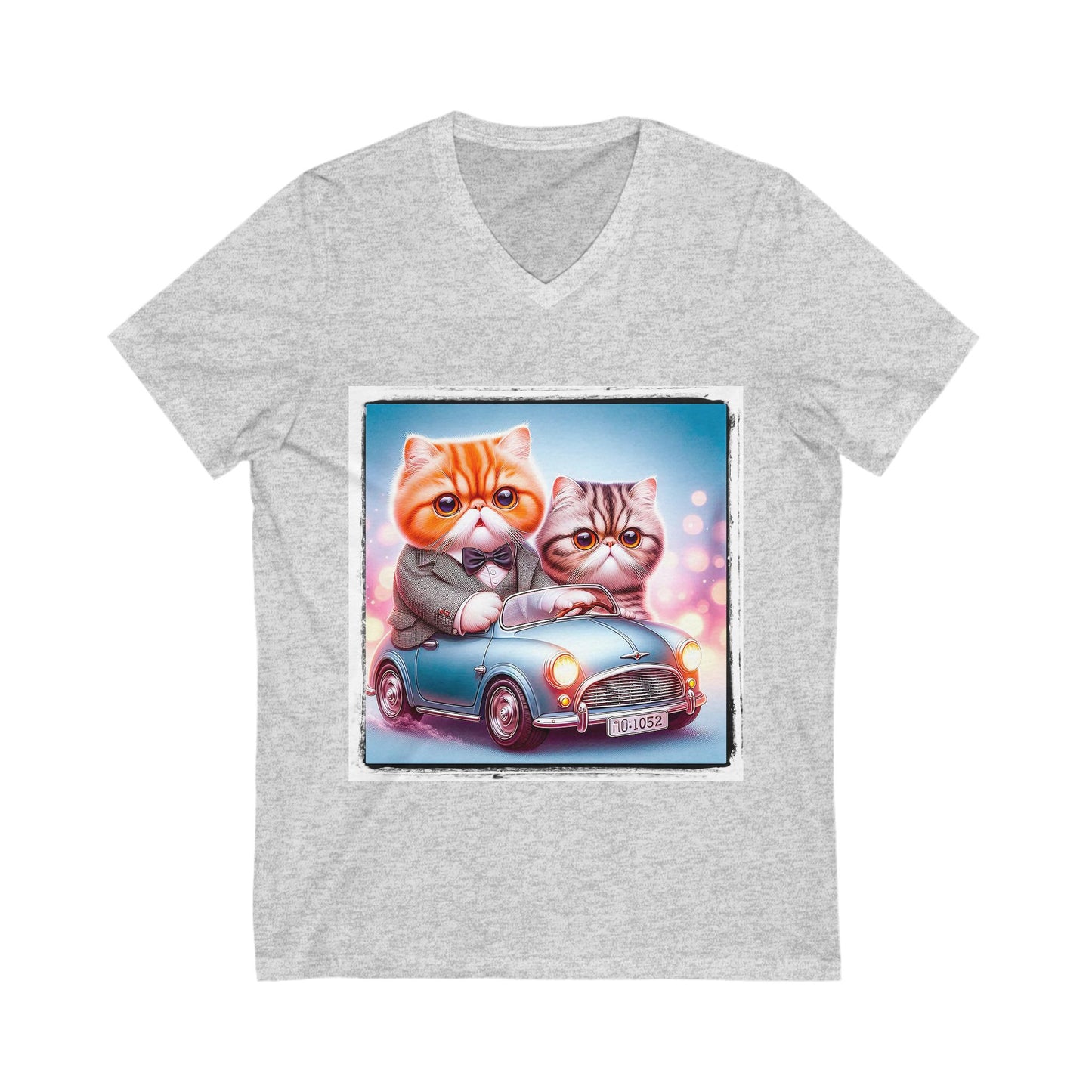 Wacky Exotic Shorthair Cat Unisex Jersey Short Sleeve V-Neck Tee