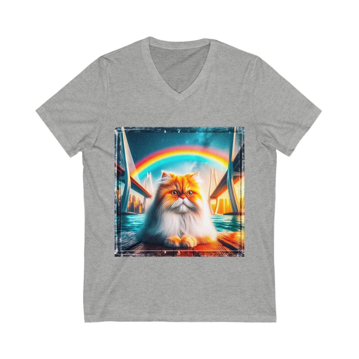 Persian Cat Unisex Jersey Short Sleeve V-Neck Tee