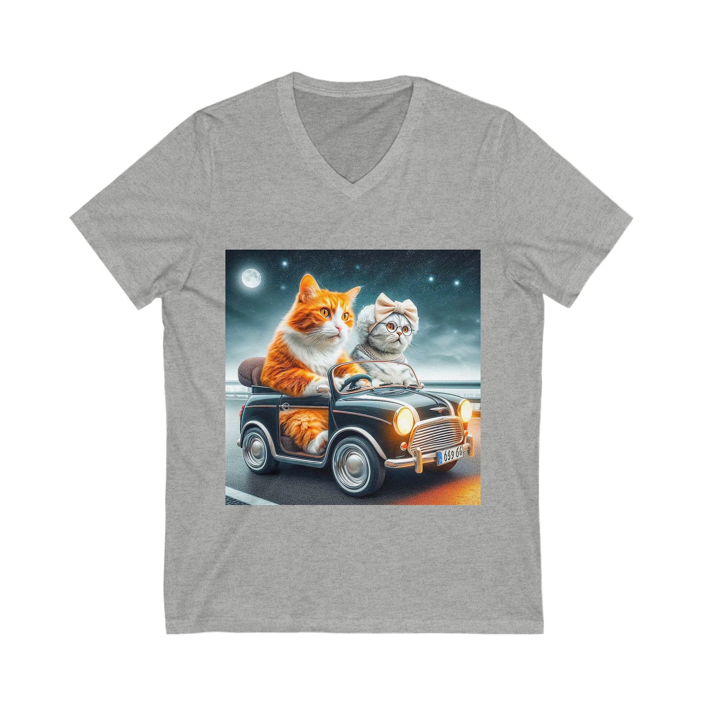 Wacky Domestic Cat Unisex Jersey Short Sleeve V-Neck Tee