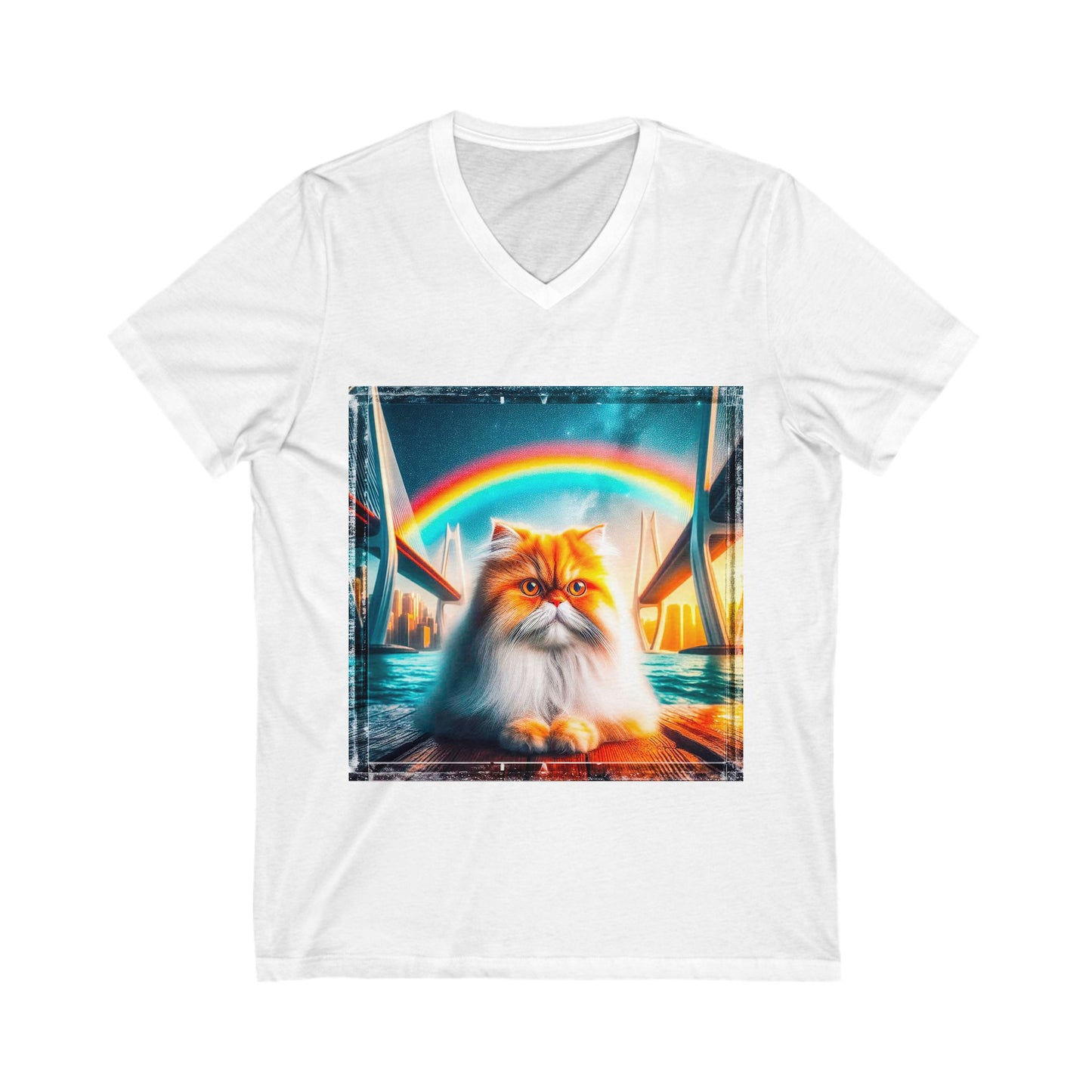 Persian Cat Unisex Jersey Short Sleeve V-Neck Tee