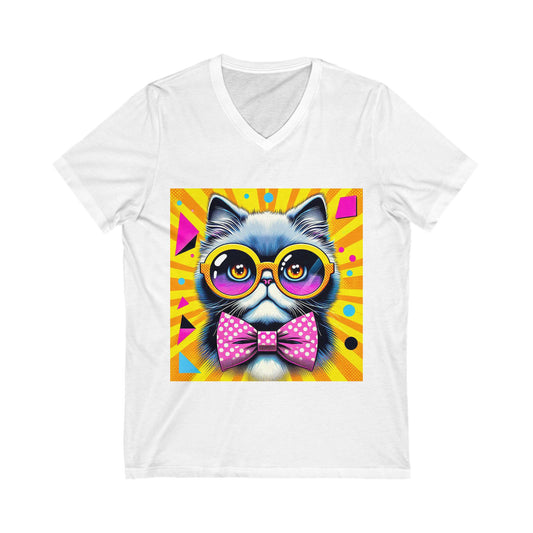 Persian Cat Unisex Jersey Short Sleeve V-Neck Tee