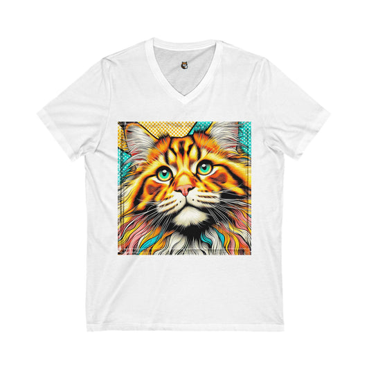 Maine Coon Unisex Jersey Short Sleeve V-Neck Tee