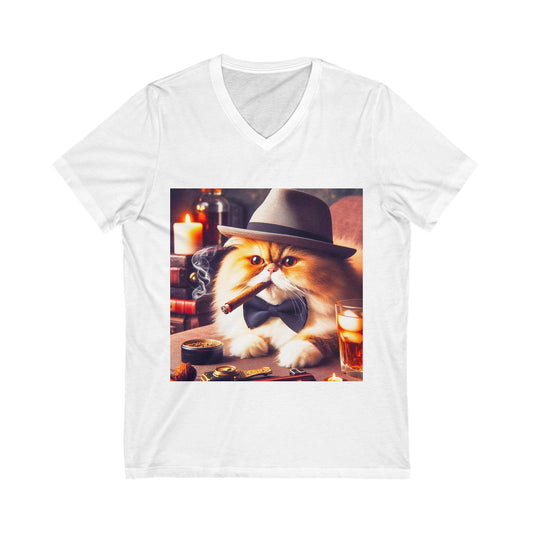 Persian Cat Unisex Jersey Short Sleeve V-Neck Tee