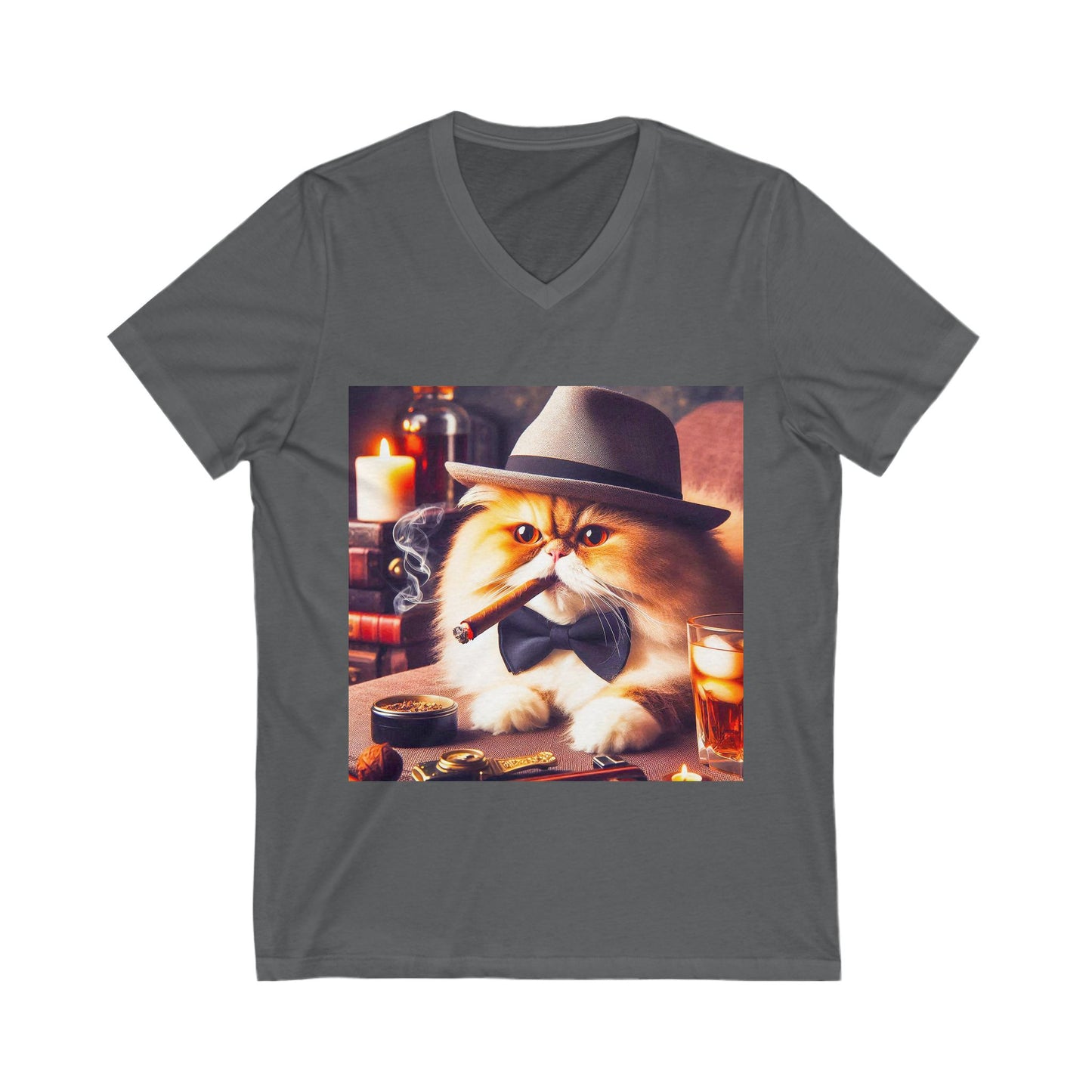 Persian Cat Unisex Jersey Short Sleeve V-Neck Tee