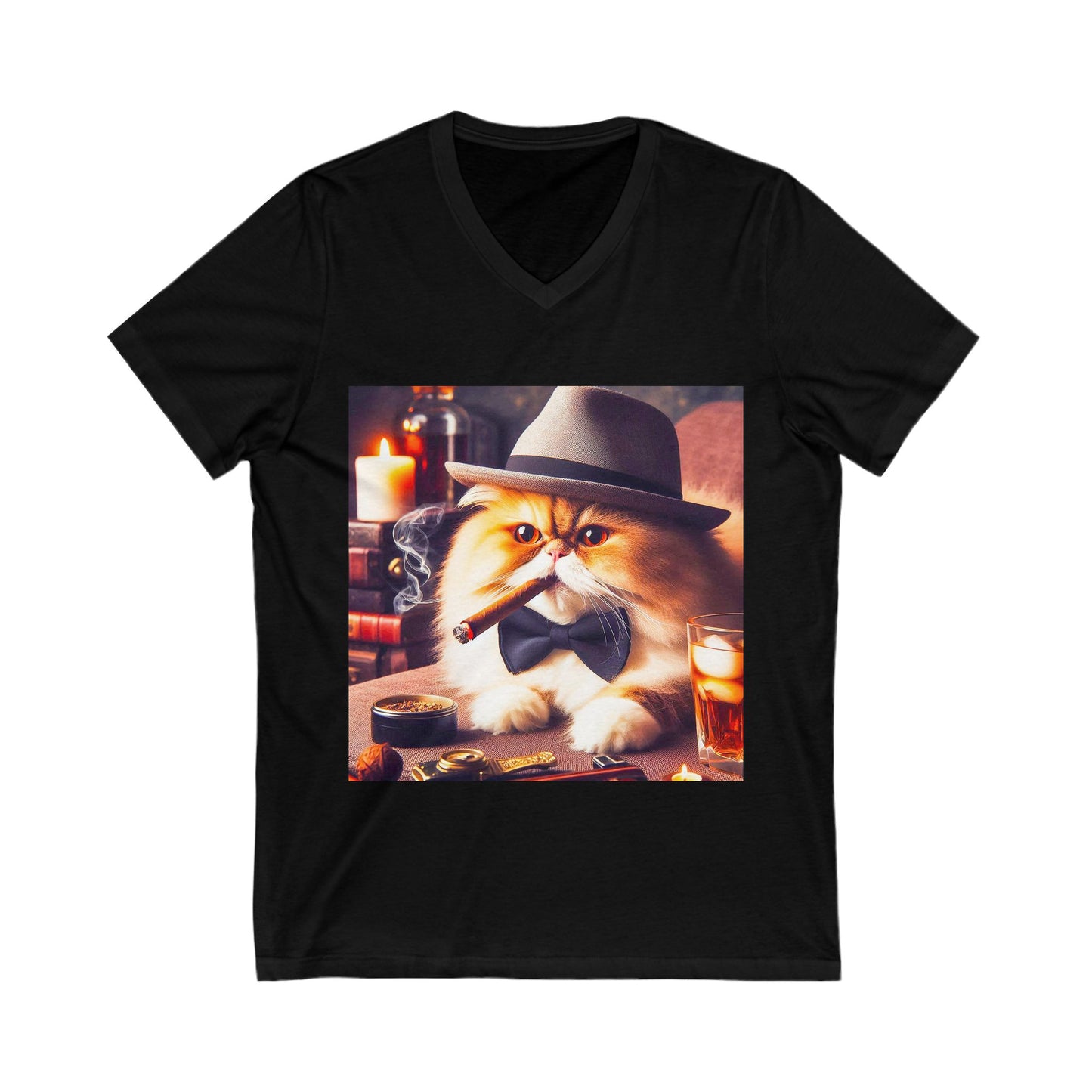 Persian Cat Unisex Jersey Short Sleeve V-Neck Tee