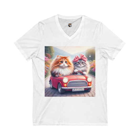 Wacky Norwegian Forest Cat Unisex Jersey Short Sleeve V-Neck Tee