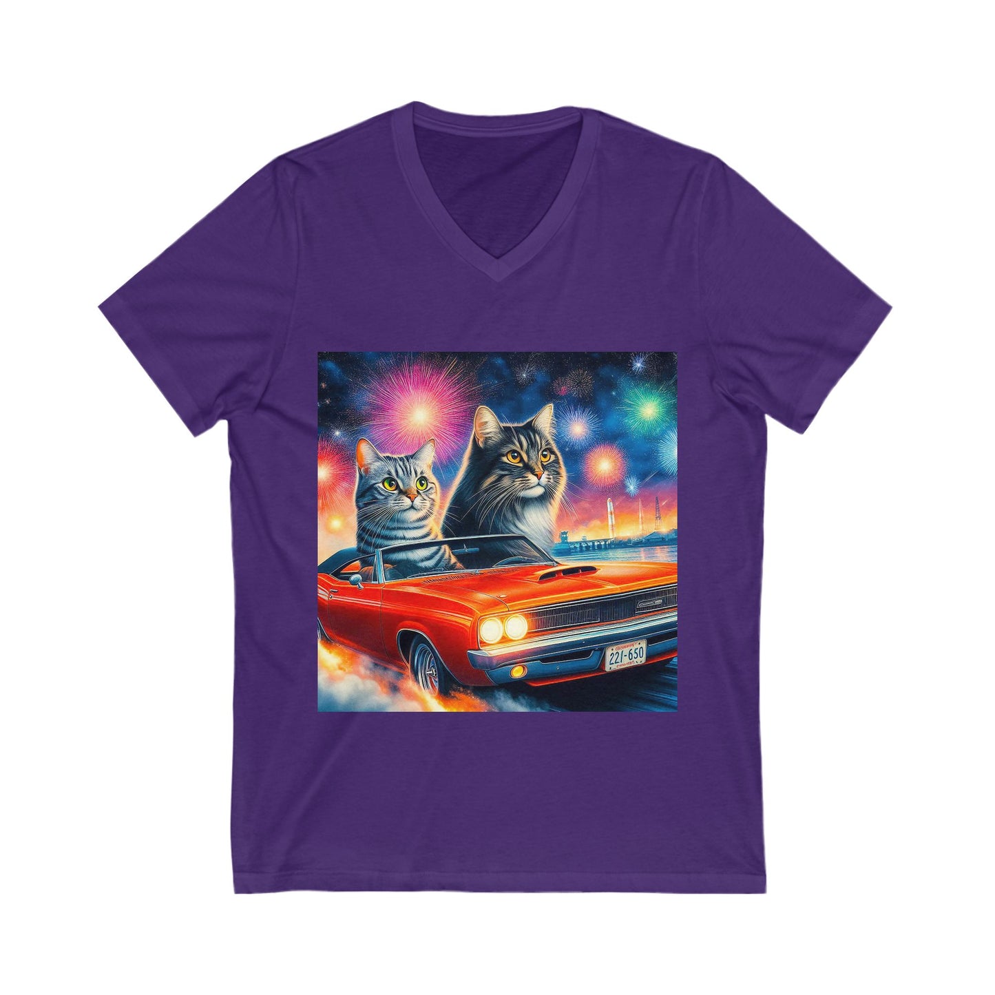 Wacky Domestic Cat Unisex Jersey Short Sleeve V-Neck Tee