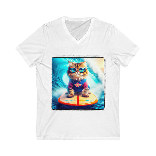 Persian Cat Unisex Jersey Short Sleeve V-Neck Tee