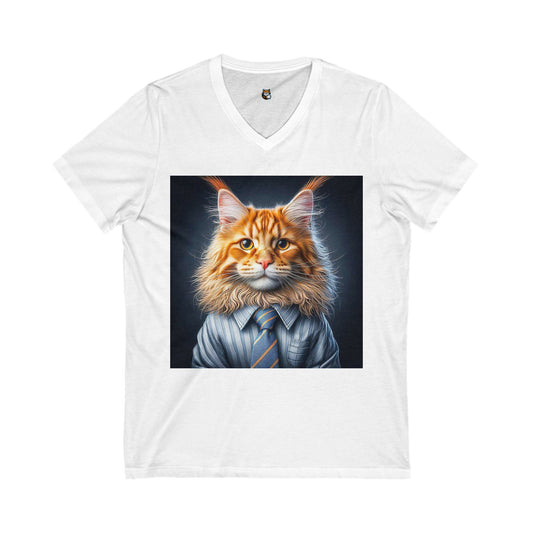 Maine Coon Unisex Jersey Short Sleeve V-Neck Tee