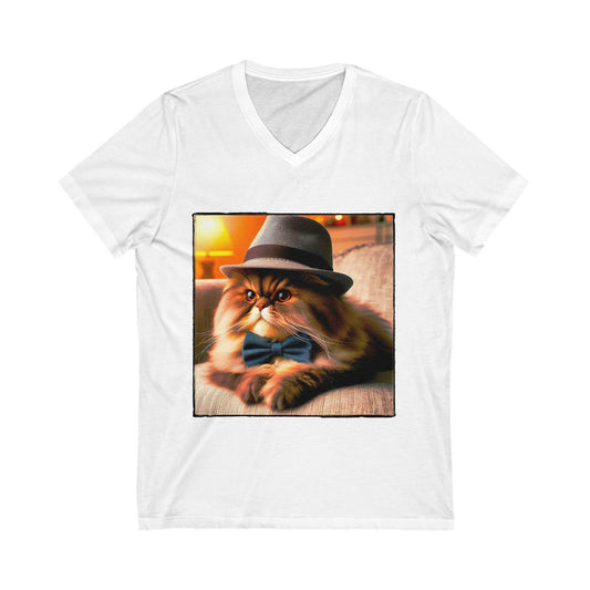 Persian Cat Unisex Jersey Short Sleeve V-Neck Tee