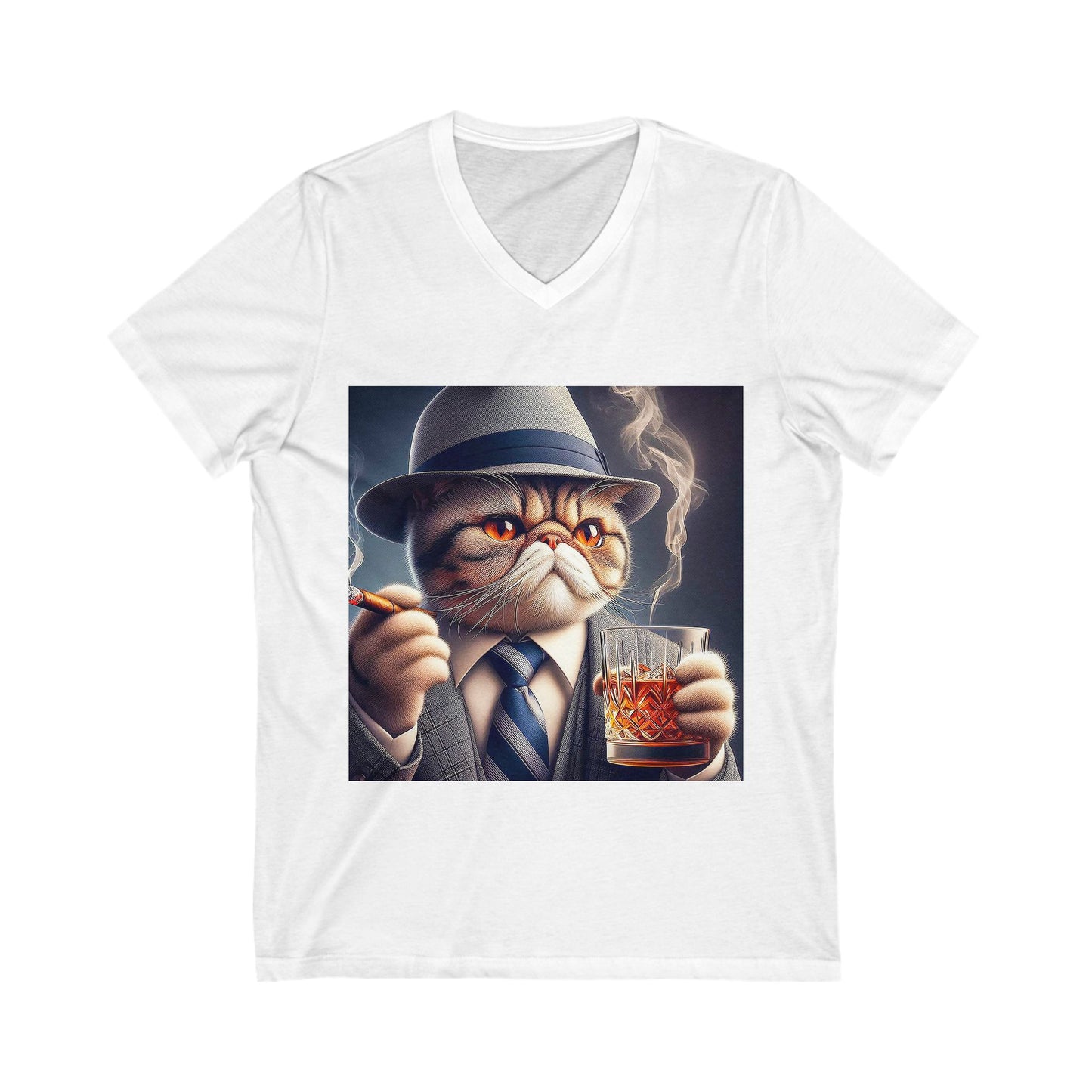 Exotic Shorthair Cat Unisex Jersey Short Sleeve V-Neck Tee