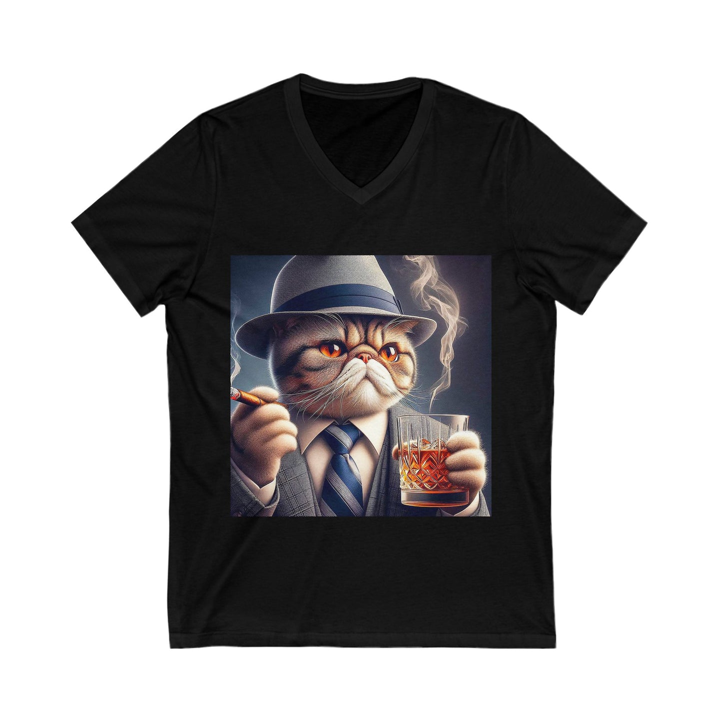 Exotic Shorthair Cat Unisex Jersey Short Sleeve V-Neck Tee