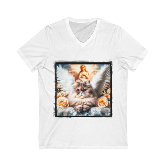 Persian Cat Unisex Jersey Short Sleeve V-Neck Tee