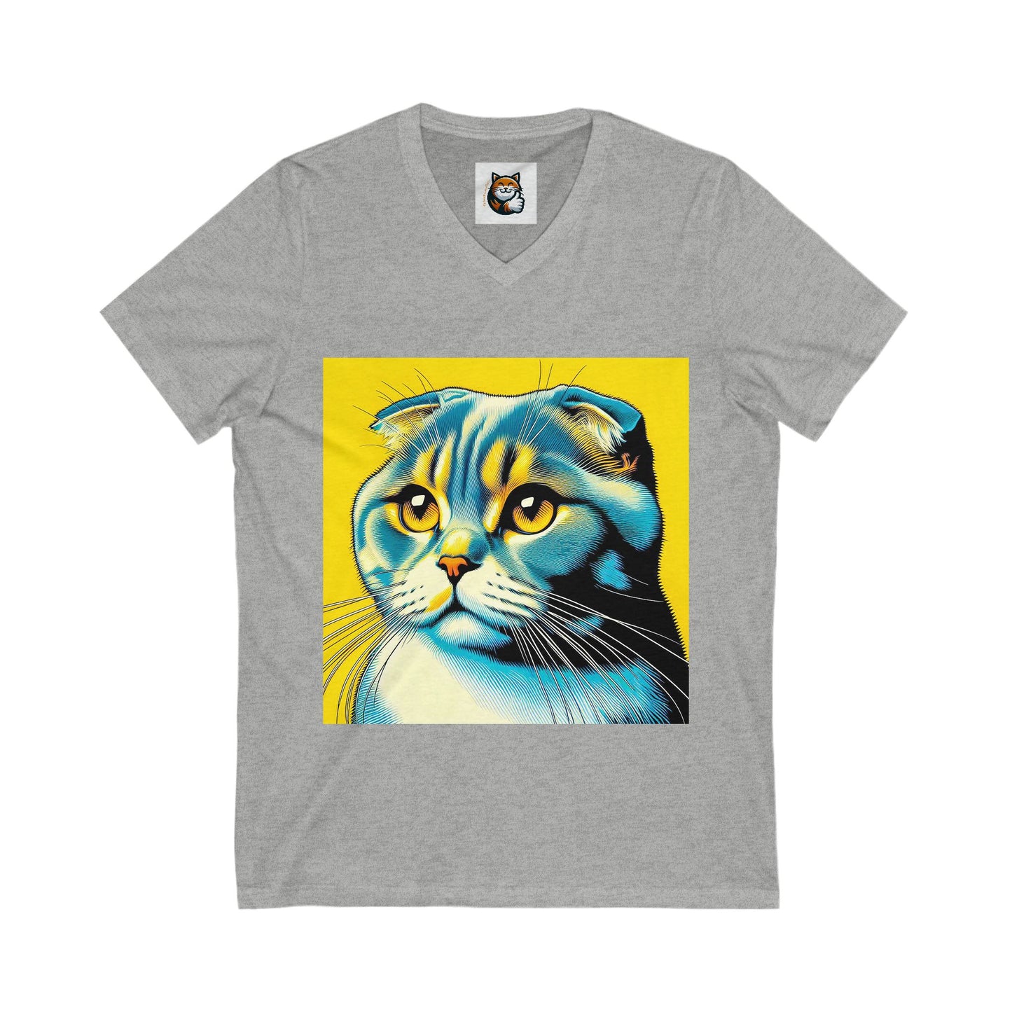 Scottish Fold Cat yellow and blue shirt