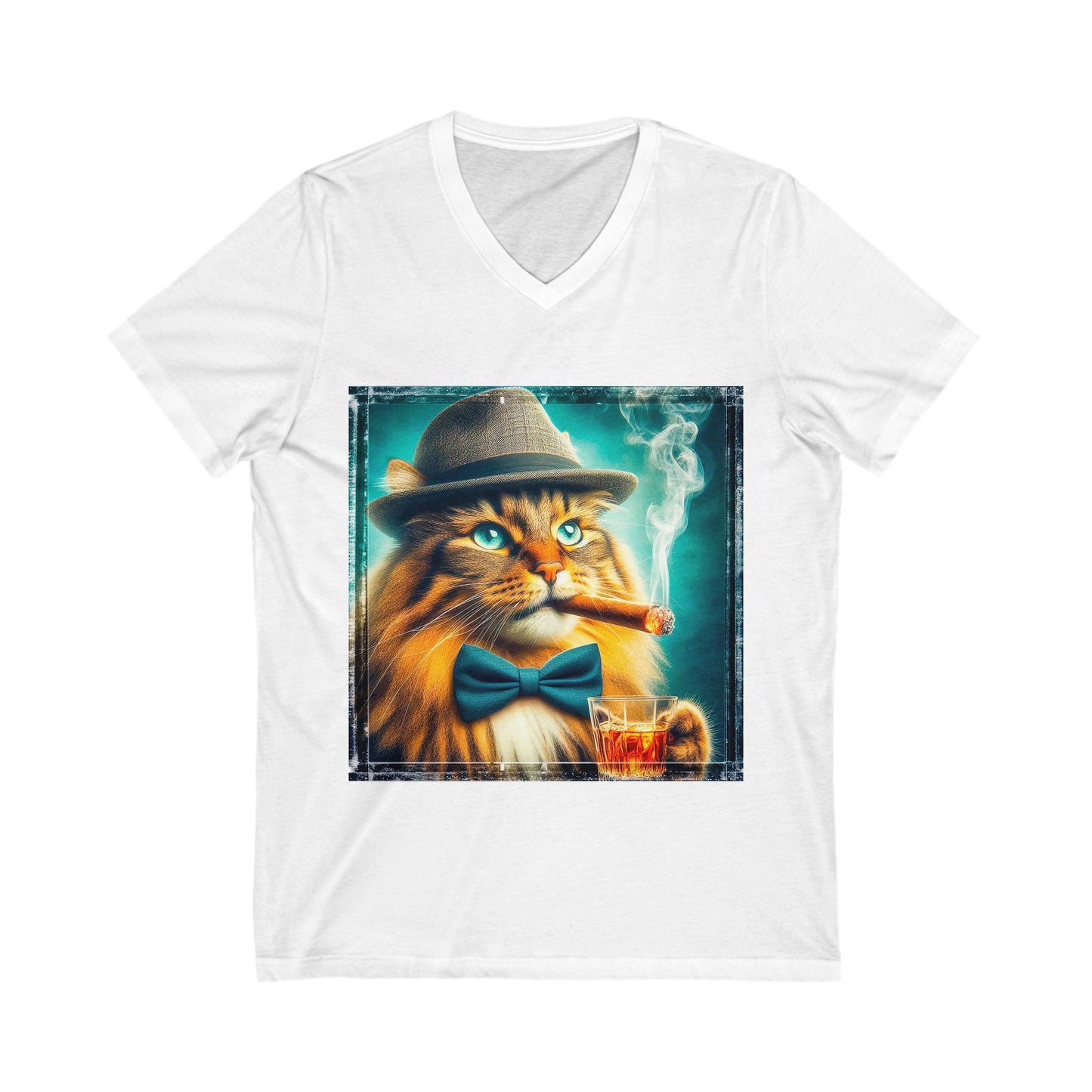 Norwegian Forest Cat Unisex Jersey Short Sleeve V-Neck Tee