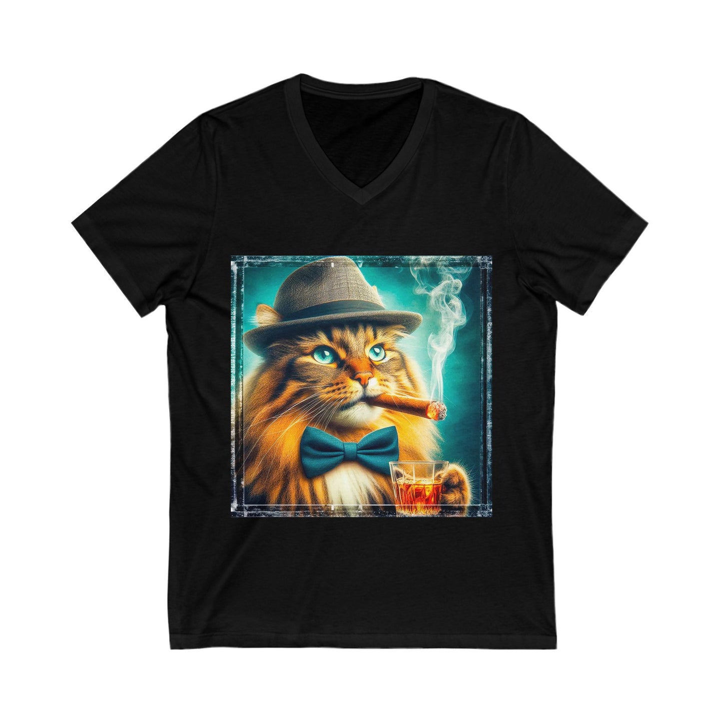 Norwegian Forest Cat Unisex Jersey Short Sleeve V-Neck Tee