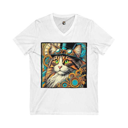 Norwegian Forest Cat Unisex Jersey Short Sleeve V-Neck Tee