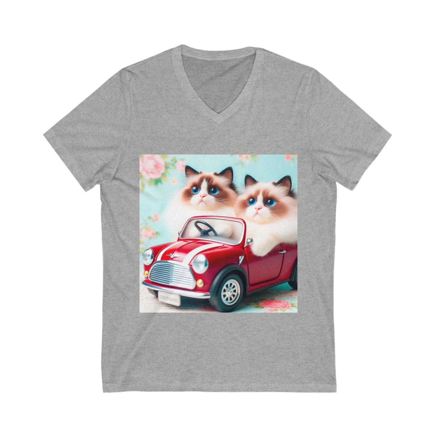 Wacky Ragdoll Cat Unisex Jersey Short Sleeve V-Neck Tee