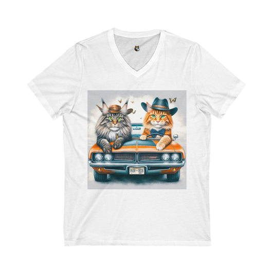 Wacky Maine Coon Unisex Jersey Short Sleeve V-Neck Tee