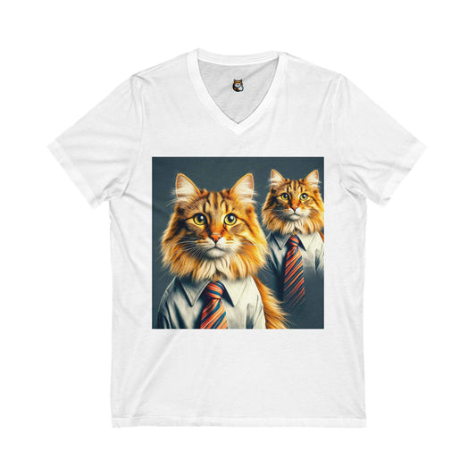 Norwegian Forest Cat Unisex Jersey Short Sleeve V-Neck Tee