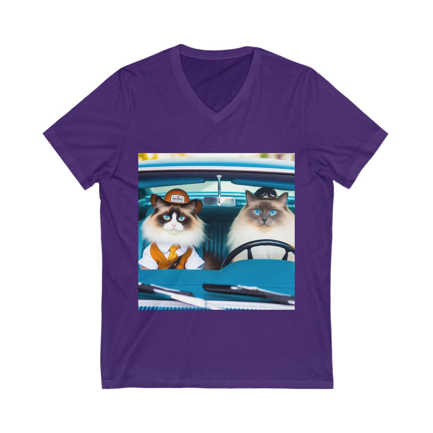 Wacky Ragdoll Cat Unisex Jersey Short Sleeve V-Neck Tee